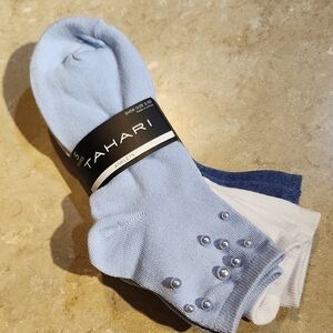 Tahari Blue And White Anklet Socks - 5 Pack